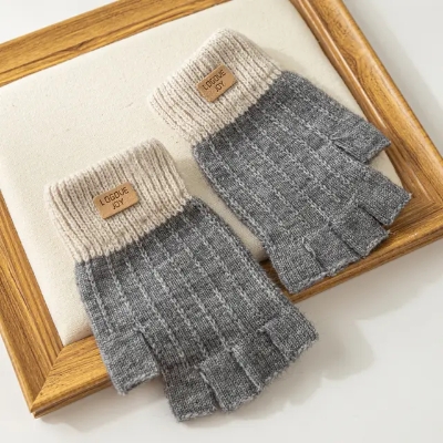 Picture of Winter Warm Touch Screen Half Fingerless Knitted Acrylic Gloves For Men And Women