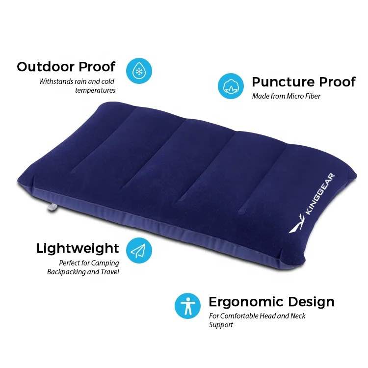 Picture of Inflatable Pillow Camping Travel Pillow Squared PVC Flocked Fabric Air Pillow for Camping Hiking