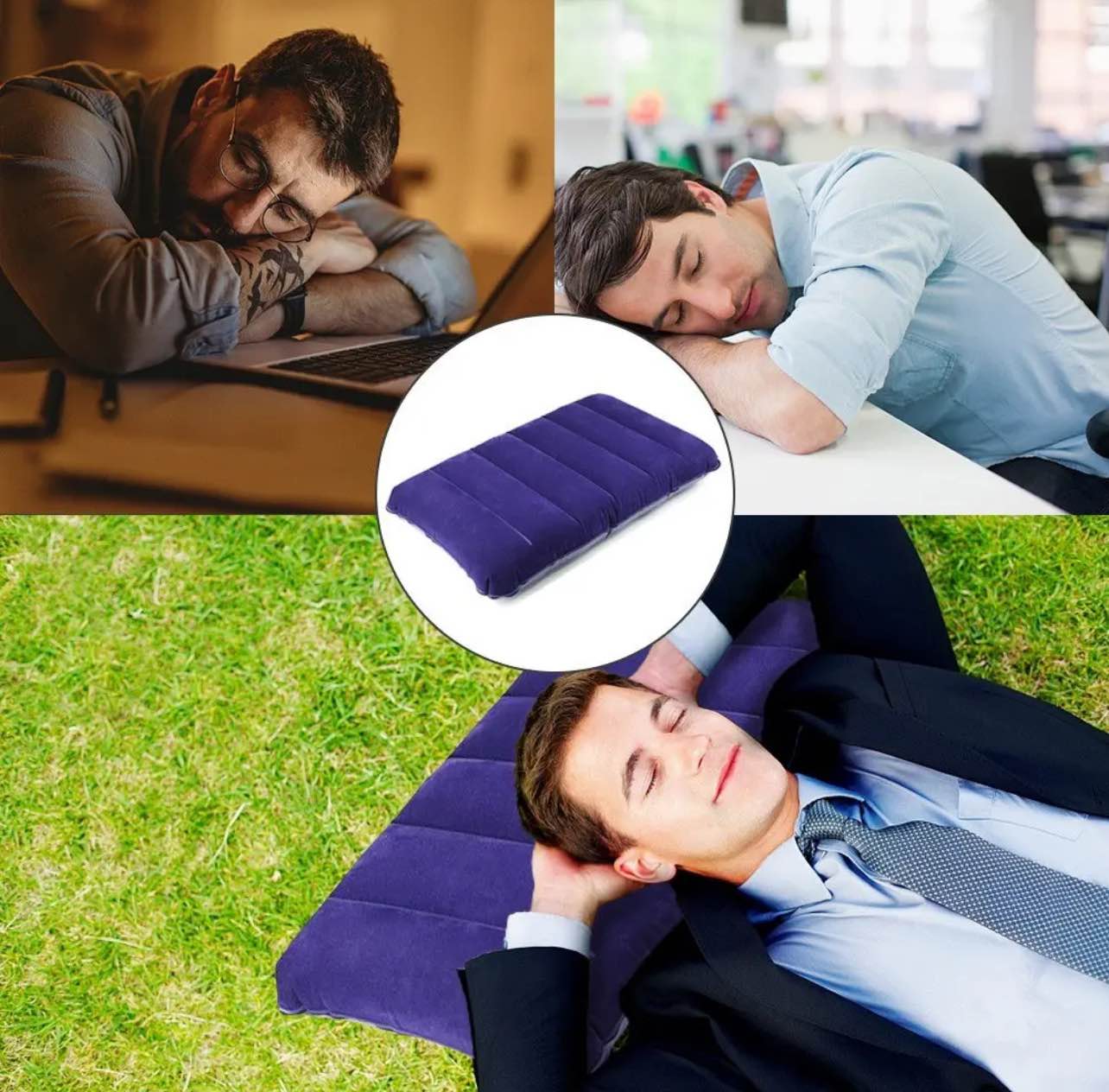 Picture of Inflatable Pillow Camping Travel Pillow Squared PVC Flocked Fabric Air Pillow for Camping Hiking