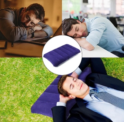 Picture of Inflatable Pillow Camping Travel Pillow Squared PVC Flocked Fabric Air Pillow for Camping Hiking
