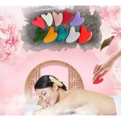 Picture of 1Pcs Guasha Scraping Massage Scraper Face Massager Acupuncture Beeswax Resin Gua Sha Board Acupoint Face Eye Care SPA Massage Tool