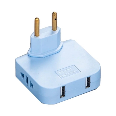 Picture of 4 in 1 USB Multi Plug Converter Adapter Travel Mutli Socket (2 USB 2 Power Socket) 2500W High Power EU Bangladesh Standard 180° Rotating Converter Socket AC Adapter