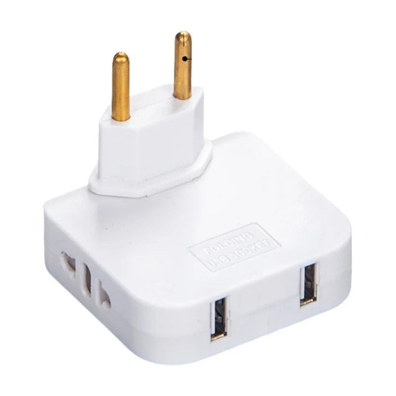 Picture of 4 in 1 USB Multi Plug Converter Adapter Travel Mutli Socket (2 USB 2 Power Socket) 2500W High Power EU Bangladesh Standard 180° Rotating Converter Socket AC Adapter