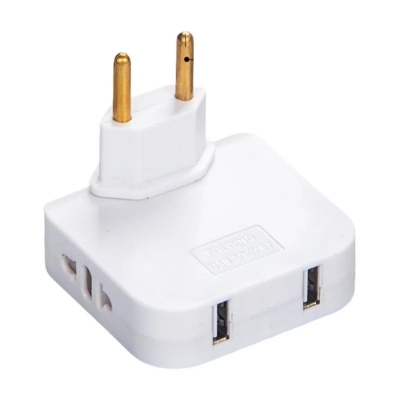 Picture of 4 in 1 USB Multi Plug Converter Adapter Travel Mutli Socket (2 USB 2 Power Socket) 2500W High Power EU Bangladesh Standard 180° Rotating Converter Socket AC Adapter