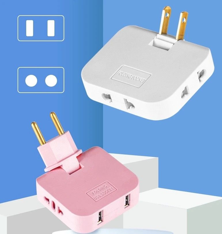 Picture of 4 in 1 USB Multi Plug Converter Adapter Travel Mutli Socket (2 USB 2 Power Socket) 2500W High Power EU Bangladesh Standard 180° Rotating Converter Socket AC Adapter