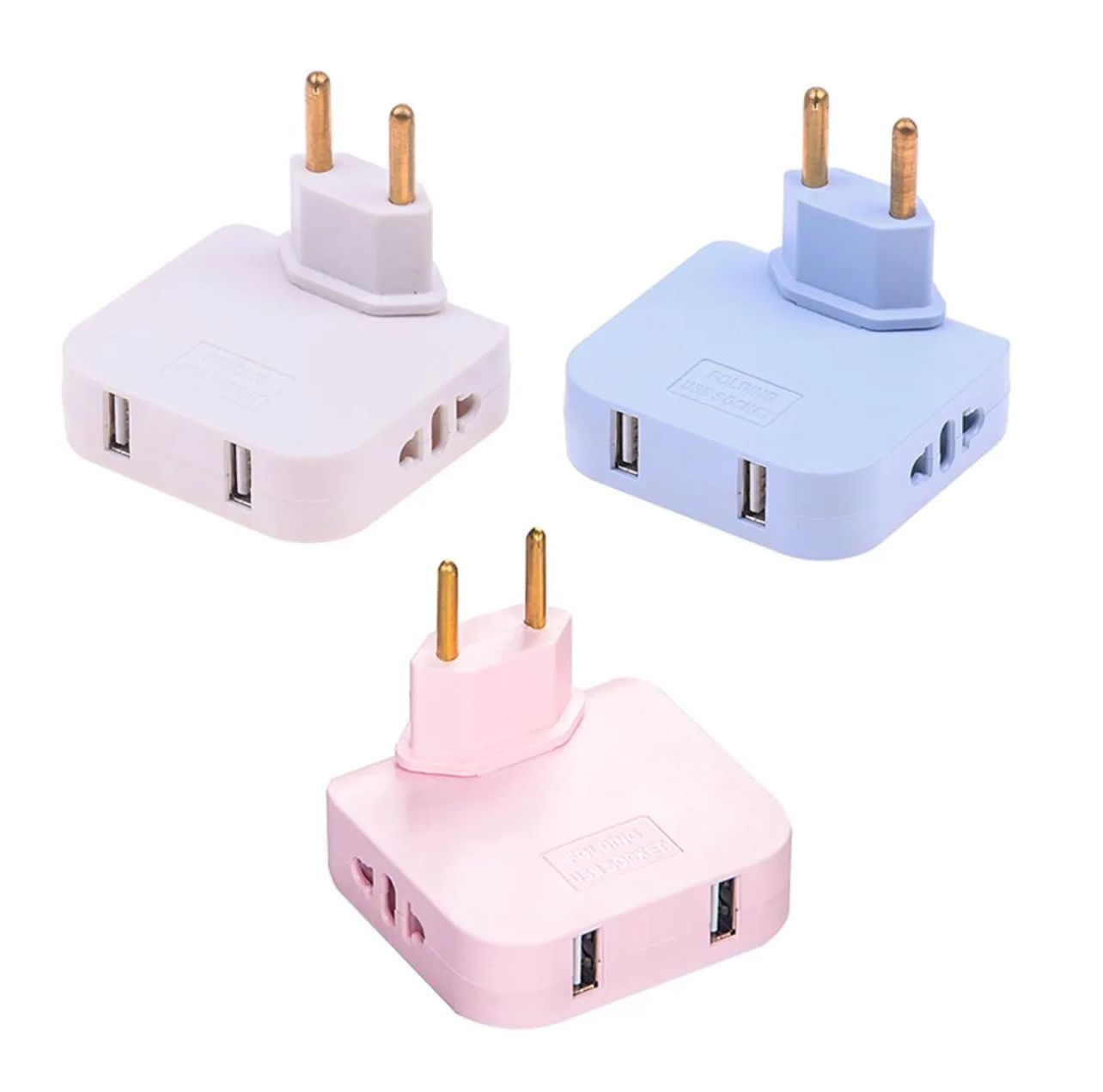 Picture of 4 in 1 USB Multi Plug Converter Adapter Travel Mutli Socket (2 USB 2 Power Socket) 2500W High Power EU Bangladesh Standard 180° Rotating Converter Socket AC Adapter