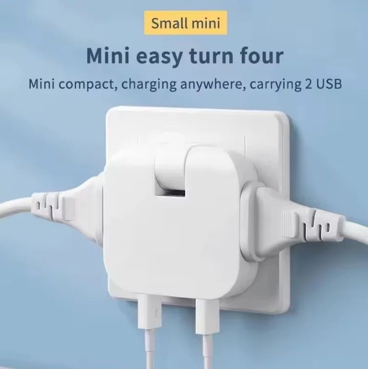 Picture of 4 in 1 USB Multi Plug Converter Adapter Travel Mutli Socket (2 USB 2 Power Socket) 2500W High Power EU Bangladesh Standard 180° Rotating Converter Socket AC Adapter