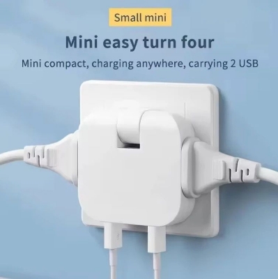 Picture of 4 in 1 USB Multi Plug Converter Adapter Travel Mutli Socket (2 USB 2 Power Socket) 2500W High Power EU Bangladesh Standard 180° Rotating Converter Socket AC Adapter