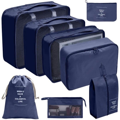 Picture of 8 PCS High Quality Travel Storage Bag Organizer Set For Clothes Shoes Cosmetic Tidy Organizer Wardrobe Suitcase Pouch Travel Organizers Packing Bags