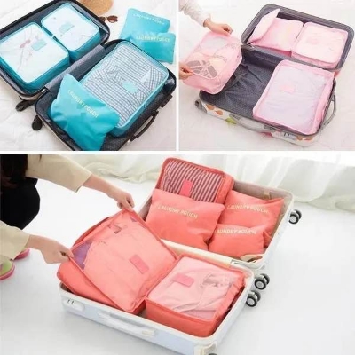 Picture of 8 PCS High Quality Travel Storage Bag Organizer Set For Clothes Shoes Cosmetic Tidy Organizer Wardrobe Suitcase Pouch Travel Organizers Packing Bags