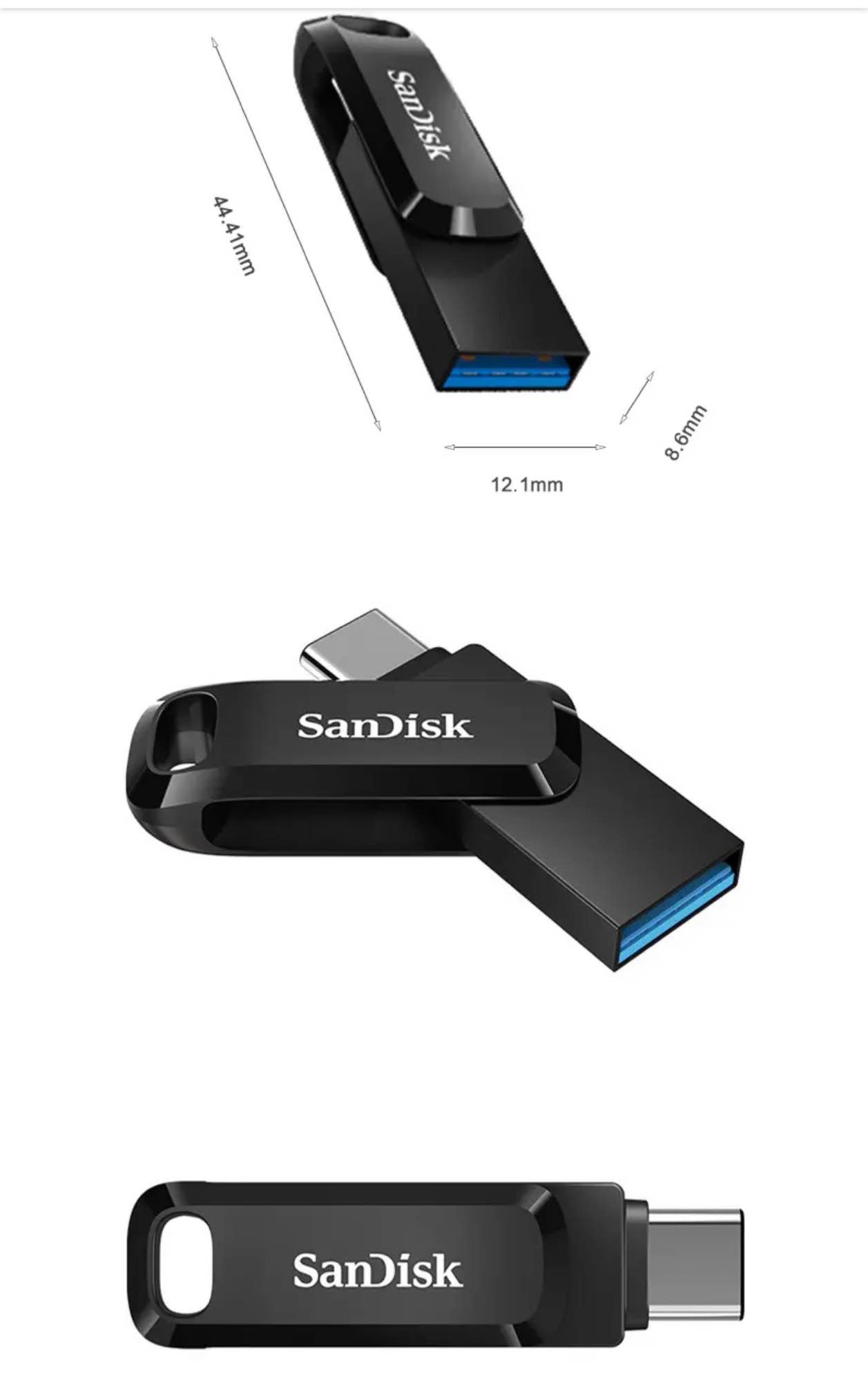 Picture of SanDisk Dual Drive Usb3.1 64GB Type-c Memory Stick (128gb 256gb) available Black Pendrive Flash Disk High Speed U Disk Flash drive