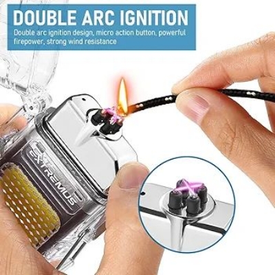Picture of Waterproof Electric Lighter Dual Arc Plasma Lighters 3 Light Modes Lamp Type-C...
