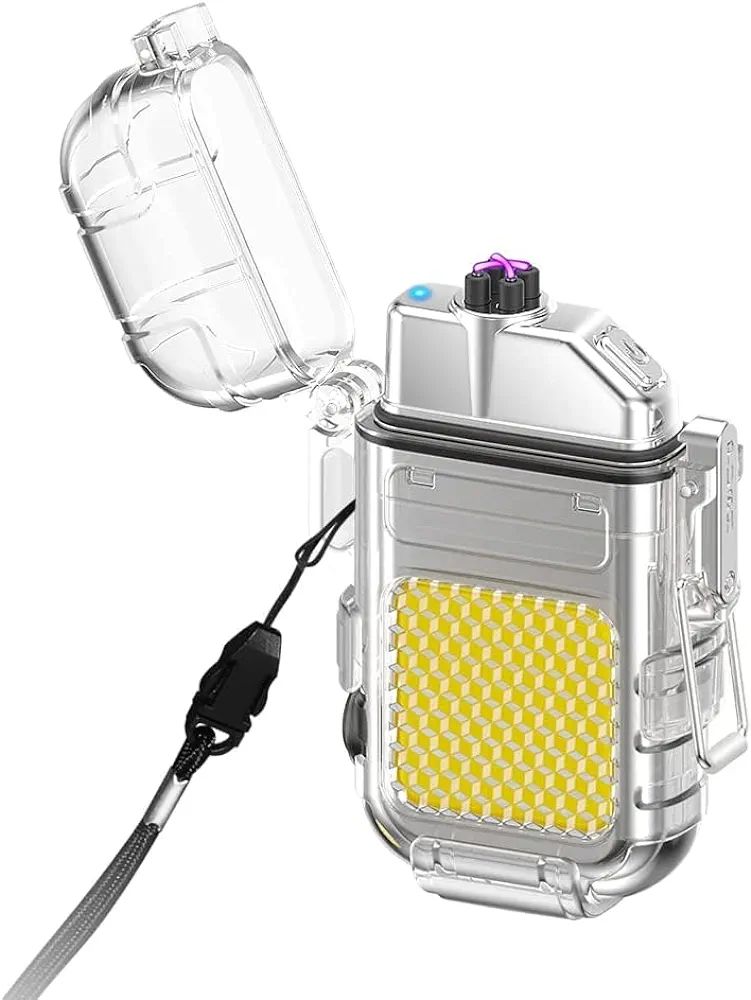 Picture of Waterproof Electric Lighter Dual Arc Plasma Lighters 3 Light Modes Lamp Type-C...