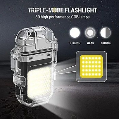 Picture of Waterproof Electric Lighter Dual Arc Plasma Lighters 3 Light Modes Lamp Type-C...