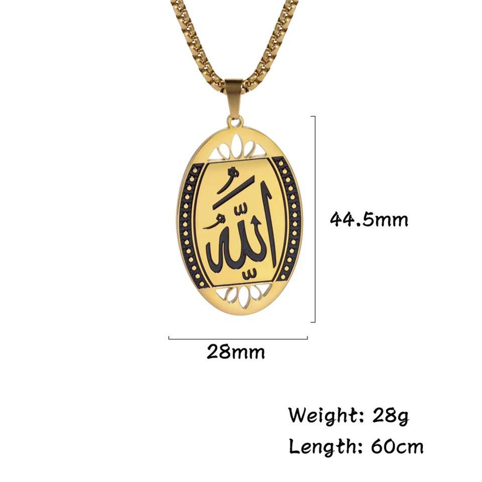 Picture of Muslim Islamic Quran Allah Stainless Steel Necklace For Men Gold Color Arabic Islam Chain Necklace Middle Eastern Jewelry