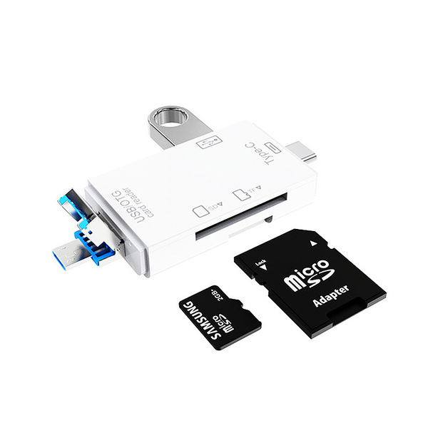 Picture of Multifunctional 6-In-1 USB C Memory Card USB2.0 + Type-c + Micro + USB 3-In-1 Interface + TF / SD Card Reader 6-In-1 / 5-In-1 480mbps/s