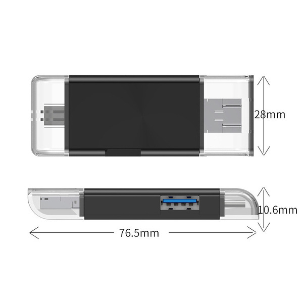 Picture of Multifunctional 6-In-1 USB C Memory Card USB2.0 + Type-c + Micro + USB 3-In-1 Interface + TF / SD Card Reader 6-In-1 / 5-In-1 480mbps/s