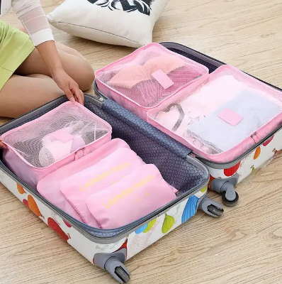 Picture of 6PCS Travel Storage Bag Organizer Set For Clothes Shoes Cosmetic Tidy Organizer Wardrobe Suitcase Pouch Travel Organizers Packing Bags