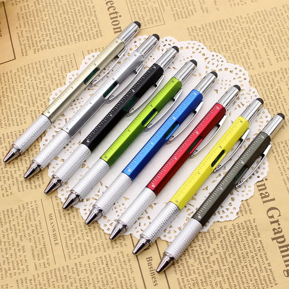 Picture of Pen 6 In 1 Multifunctional Touch Screen Pen Mobile Ballpoint Pen With Ruler Screwdriver Tool