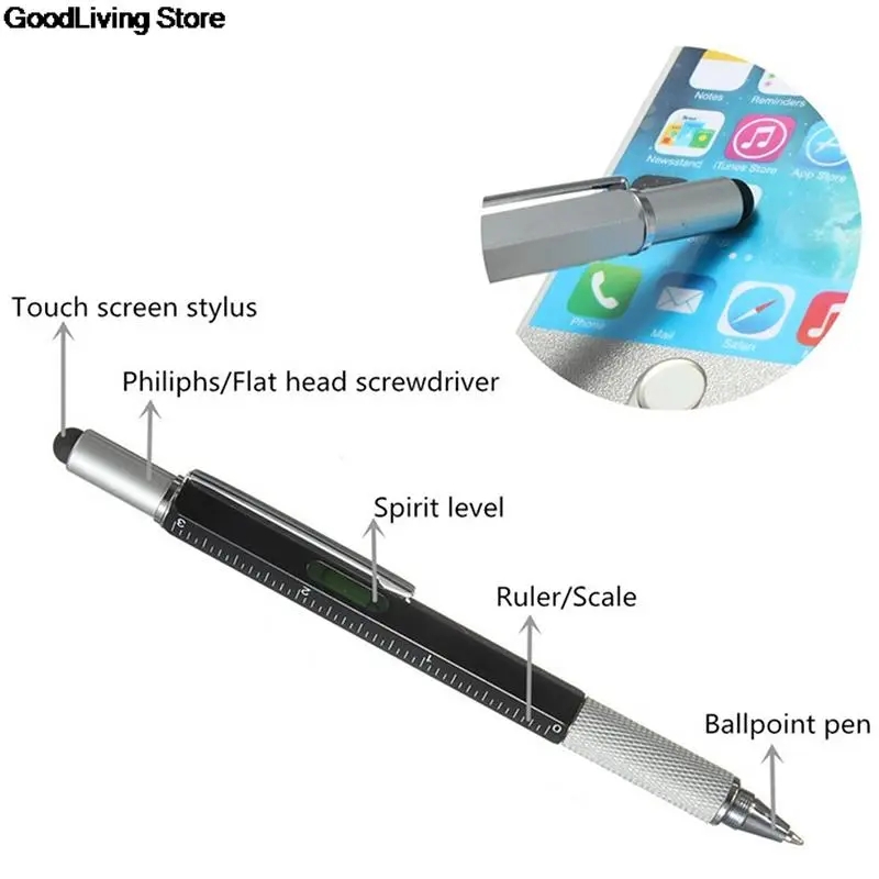 Picture of Pen 6 In 1 Multifunctional Touch Screen Pen Mobile Ballpoint Pen With Ruler Screwdriver Tool