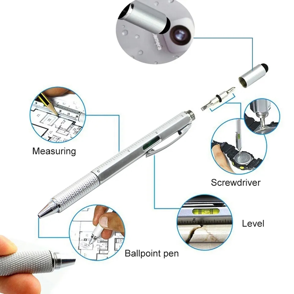 Picture of Pen 6 In 1 Multifunctional Touch Screen Pen Mobile Ballpoint Pen With Ruler Screwdriver Tool