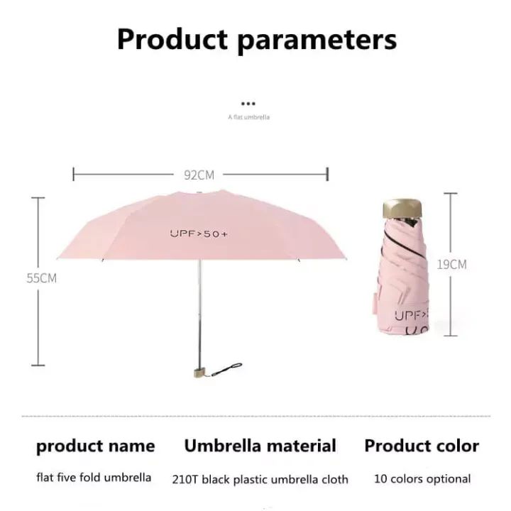 Picture of High Quality Personal Waterproof Sombrillas Women 5 Fold Small Gift Ladies Girls Light C...