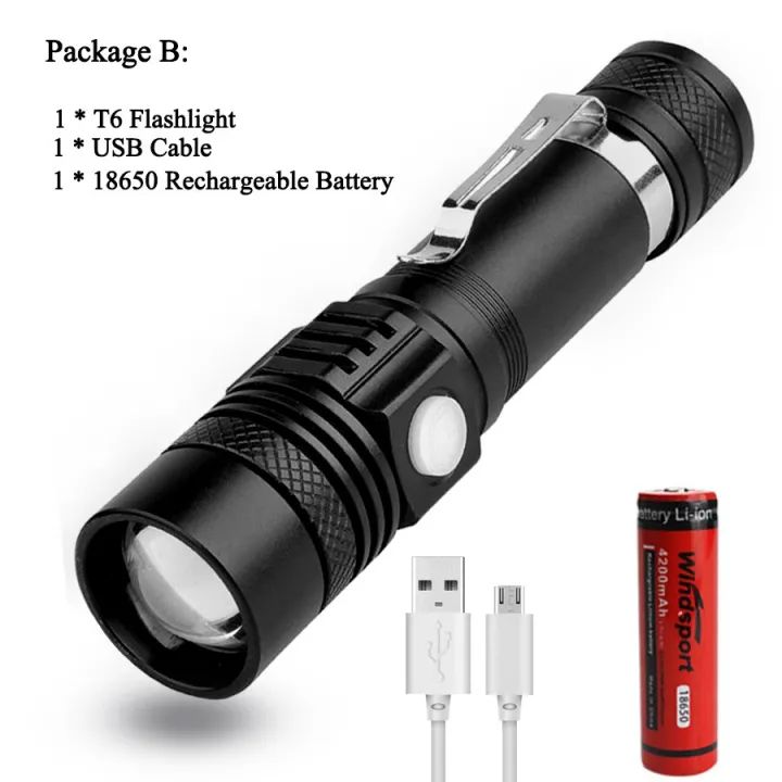 Picture of Long Shot Zoomable Powerful USB rechargeable Waterproof led flashlight_