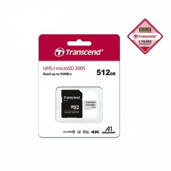 Picture of Transccend 512GB UHS-I MicroSD 300S Memory Card