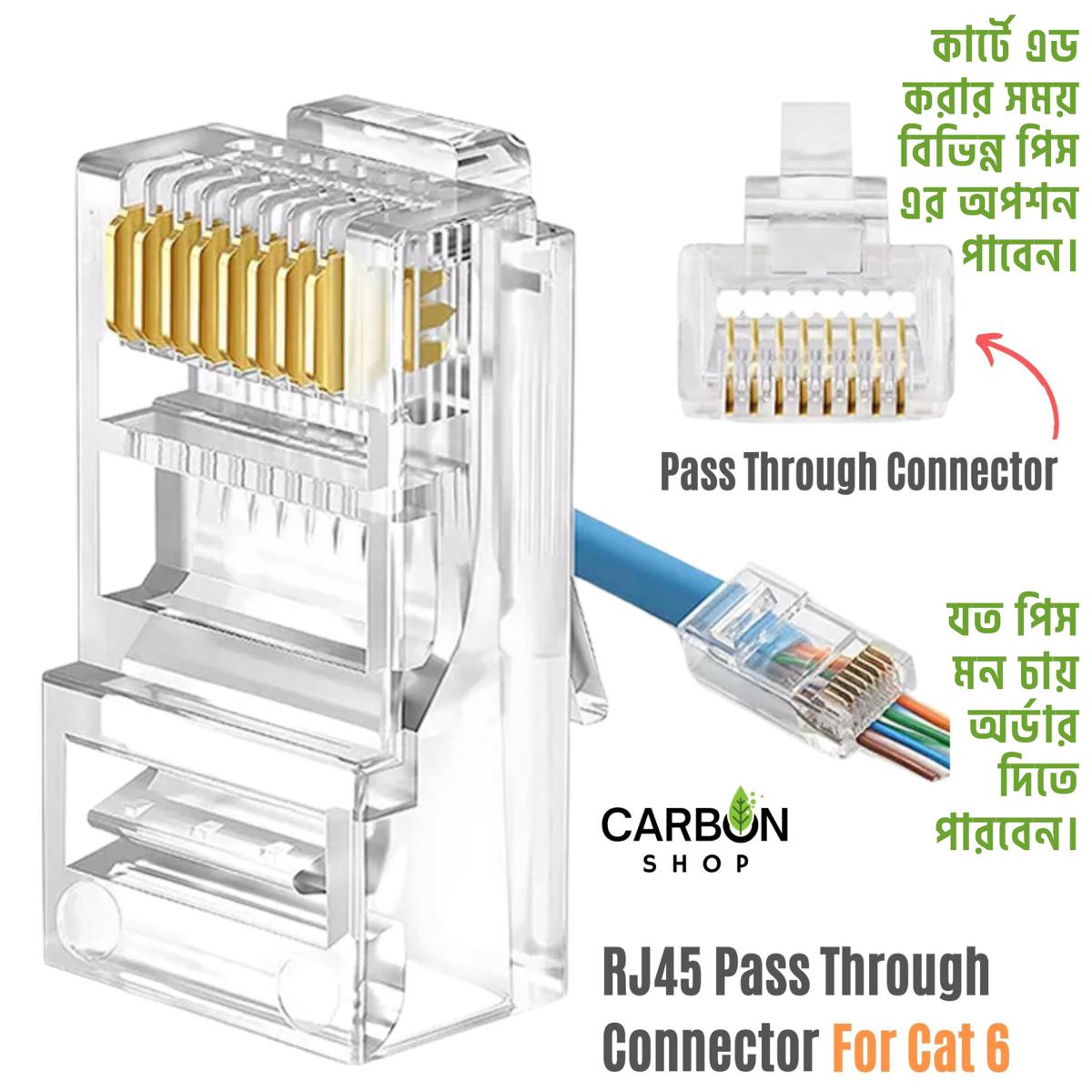 Picture of RJ45 EZ Pass Through Connector for Cat 5 Cat 6 Cat 7 Cable Network Unshielded RJ45 Plug Ethernet Gold Plated Network Connector Perforated Crystal Head White Cat5 Cat6 Passthrough 10 Pcs/25 Pcs/50 Pcs/75 Pcs/100 Pcs/200 Pcs/300 Pcs/400 Pcs/500 Pcs/1000 Pcs