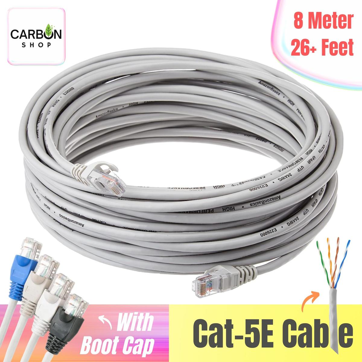 Picture of 8M Cat5 RJ45 Ethernet LAN Network Gigabit Ethernet Cable Network Patch Cord Cable LAN Adapter Internet Copper Twisted Wire  LAN Network Cord Cable Lead 10/100/1000 Mbps 8 Meter LAN Cable Plug Connector for Laptop Mac PC WIFI CC Camera Smart TV Box Android