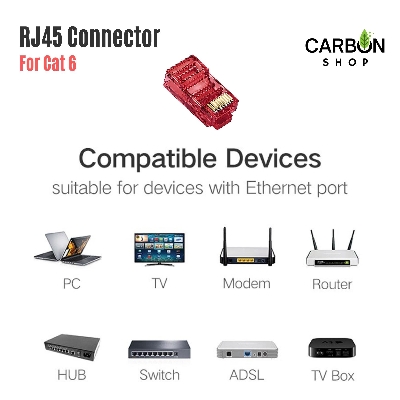 Picture of 30 pcs RJ45 Plug Ethernet Gold Plated Network Connector - 30 piece RJ45 Network Connector CAT5e CAT6 Transparent Networking Cable Connectors
