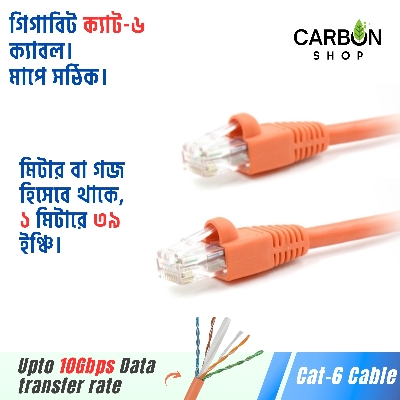 Picture of Orange 3M Cat6 Cable Gigabit Ethernet Network Internet Indoor LAN Cable RJ45 Plug Connector Cat 6 Cable for Gaming, Router,Computer