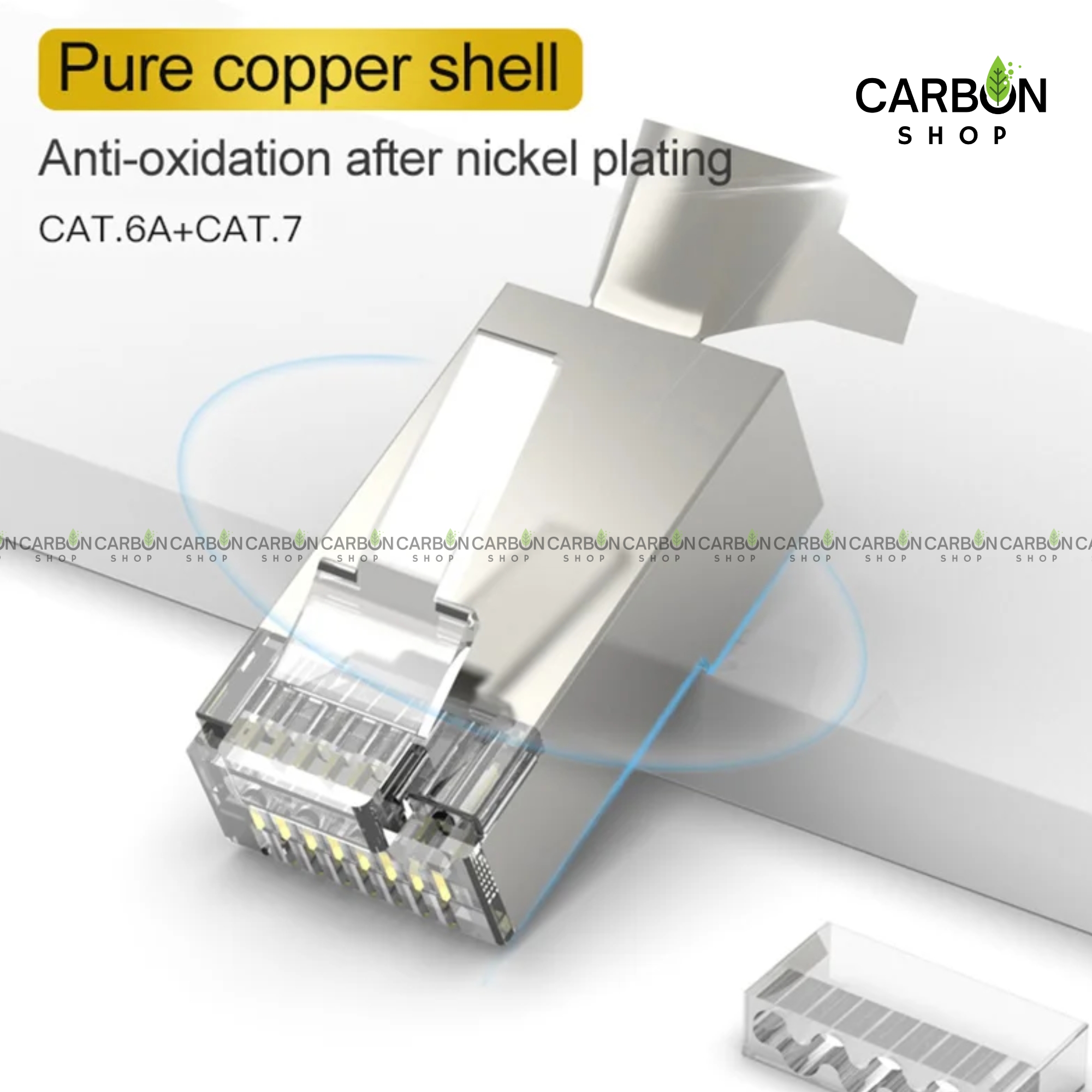 Picture of 4 Pcs Rj45 Ethernet Plug Gold Plated Network Connector  Cat6 Cat7 Cat8 Pass through STP Connector 50u Gold Plated 8P8C Modular Plugs FTP/STP Cable