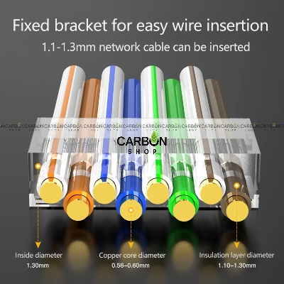 Picture of 4 Pcs Rj45 Ethernet Plug Gold Plated Network Connector  Cat6 Cat7 Cat8 Pass through STP Connector 50u Gold Plated 8P8C Modular Plugs FTP/STP Cable