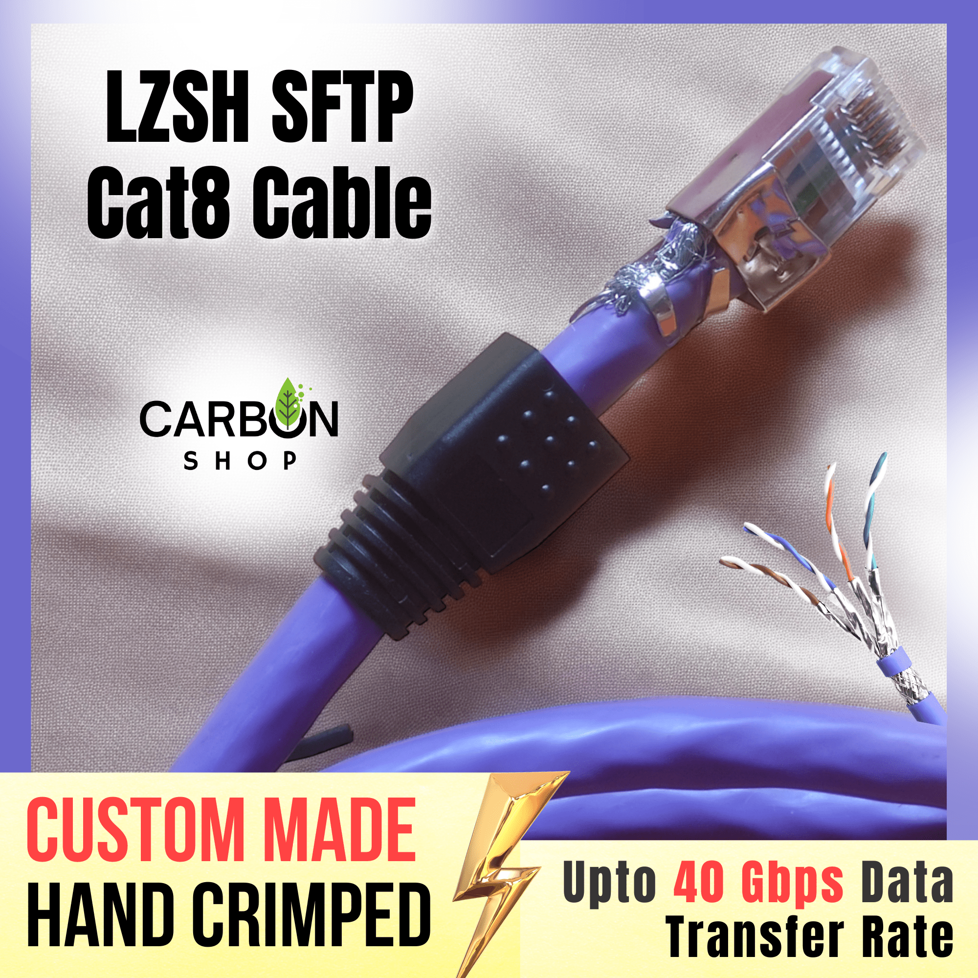 Picture of 1 Meter Ethernet Cable Cat8 Cable 40Gbps 2000Mhz Pure Copper Internet Ethernet Network 23AWG RJ45 Shielded Indoor LAN Cat 8 Cable SFTP Ethernet Cat-8 Cable CAT8 40Gbps 2000MHz for Gaming, Router, PC, PS4 - High Speed Reliable and Stable Connectivity