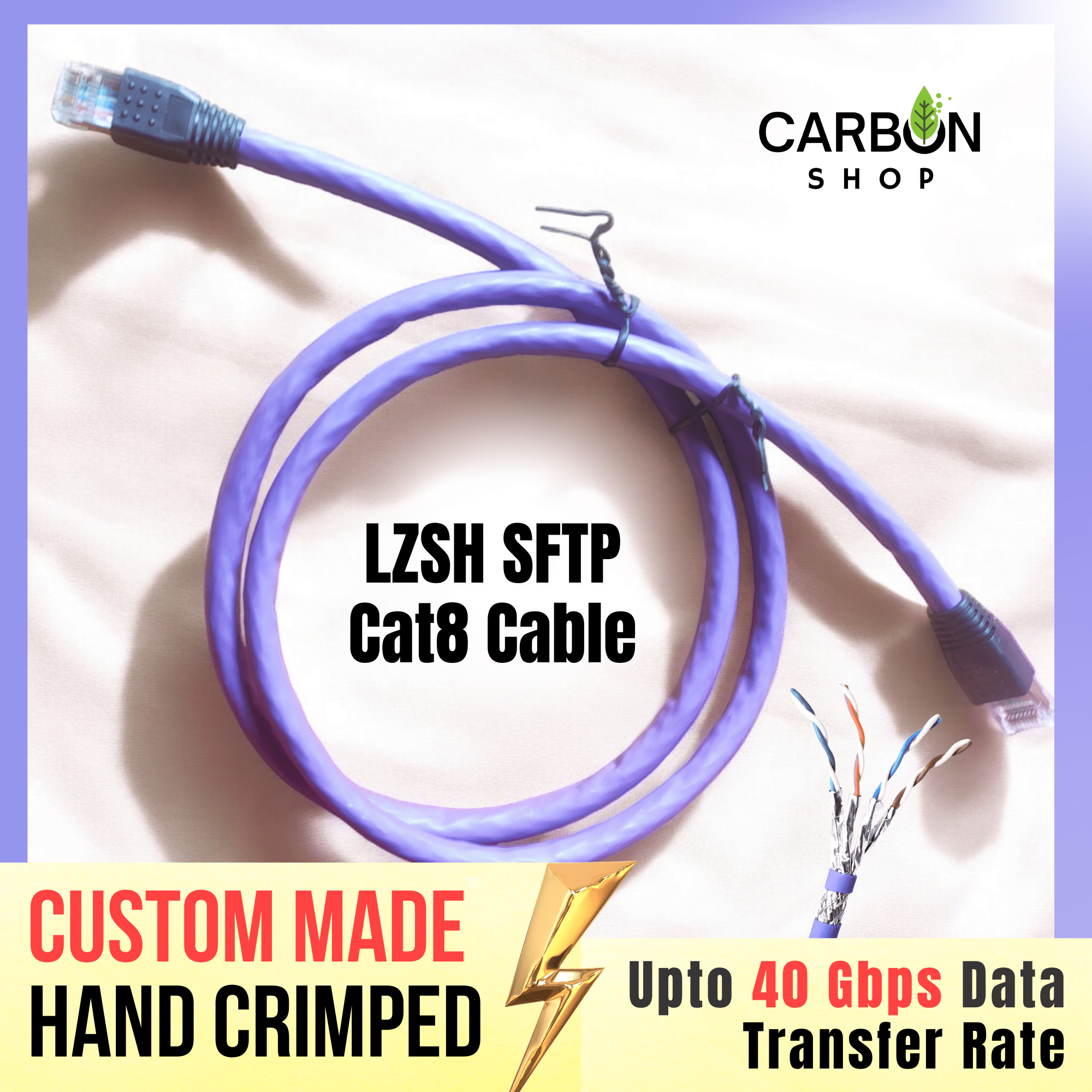 Picture of 0.5 Meter Ethernet Cable Cat8 Cable 40Gbps 2000Mhz Pure Copper Internet Ethernet Network 23AWG RJ45 Shielded Indoor LAN Cat 8 Cable SFTP Ethernet Cat-8 Cable CAT8 40Gbps 2000MHz for Gaming, Router, PC - High Speed Reliable and Stable Connectivity