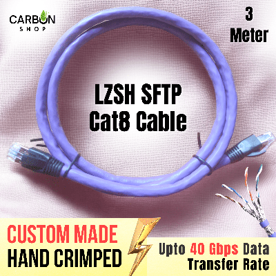 Picture of 3 Meter Ethernet Cable Cat8 Cable 40Gbps 2000Mhz Pure Copper Internet Ethernet Network 23AWG RJ45 Shielded Indoor LAN Cat 8 Cable SFTP Ethernet Cat-8 Cable CAT8 40Gbps 2000MHz for Gaming, Router, PC, PS4 - High Speed Reliable and Stable Connectivity
