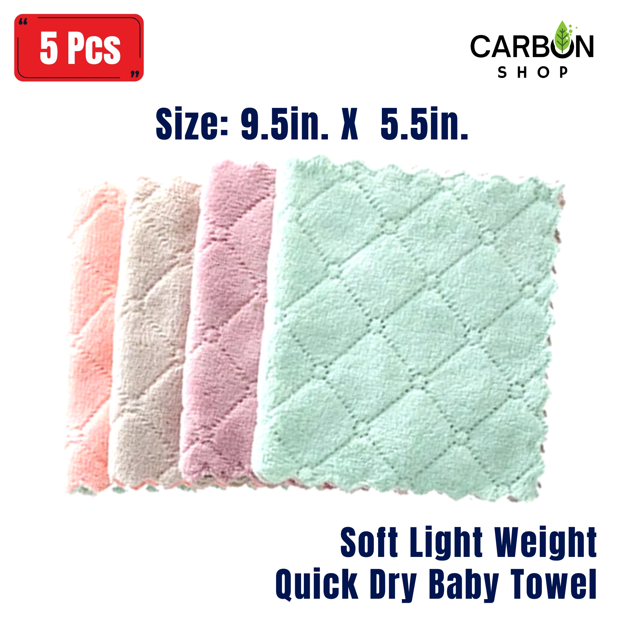 Picture of Baby Towel Soft Cotton Baby Handkerchief & Towel Set – Newborn Baby Bath & Face Wipe Towels, 14x25cm, Washable & Quick-Dry Feeding Napkins