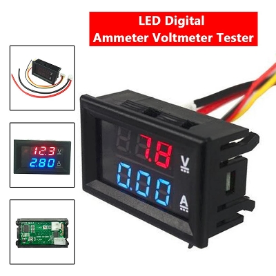 Picture of Dual LED Display Mini Digital Voltmeter Ammeter DC 100V 10A Panel Amp Volt Voltage Current Meter Tester 0.56 Inch Blue Red(shunt not include)