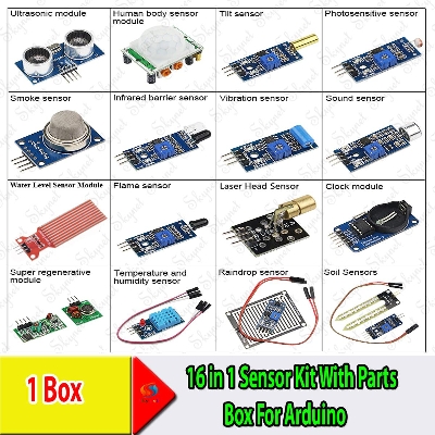 Picture of 16 in 1 Sensor Kit With Parts Box For Arduino