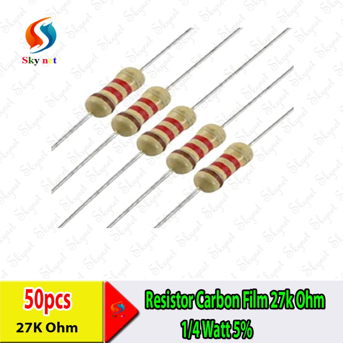 Picture of Resistor Carbon Film 27k Ohm 1/4 Watt 5%