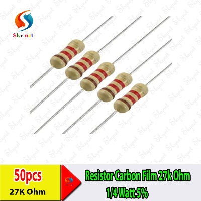 Picture of Resistor Carbon Film 27k Ohm 1/4 Watt 5%