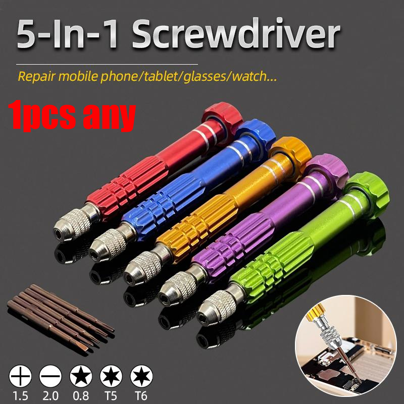 Picture of 5 in 1 Repair Opening Magnetic Screwdriver Kit Set For Watch Cell Mobile Phone DIY Disassemble Open Tool Precision Screwdrivers