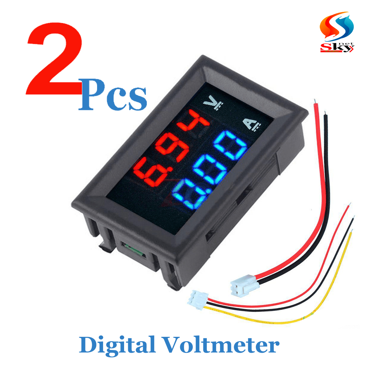 Picture of 2pcs-DC 100V 10A Digital Voltmeter Ammeter 0.28" Blue + Red LED Amp Dual Digital Volt Meter Gauge