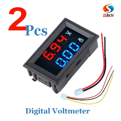 Picture of 2pcs-DC 100V 10A Digital Voltmeter Ammeter 0.28" Blue + Red LED Amp Dual Digital Volt Meter Gauge