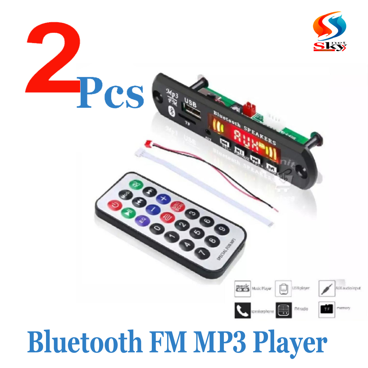 Picture of 2pcs-Bluetooth FM MP3 Player Receiver Board with Danching LED Display Car Audio Decoder Module 5V 1A Support TF USB AUX Recorders