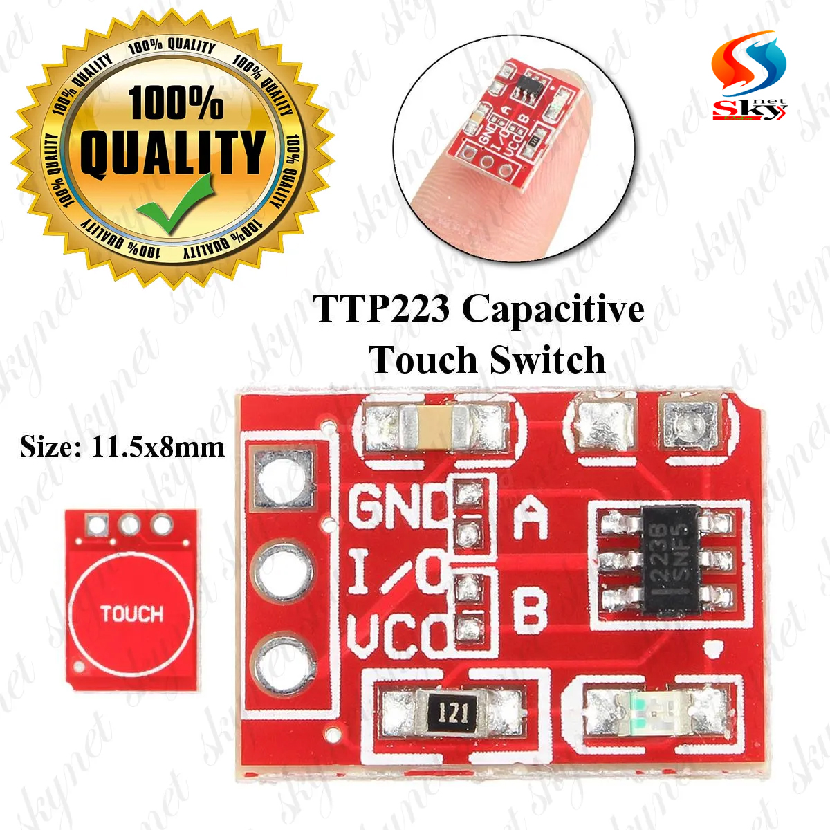 Picture of TTP223 Ultra Small Digital Touch Sensor, TTP223 Touch Key Switch Module Touch Button Capacitive Switches Self-Locking/No-Locking Capacitive Touch Switches