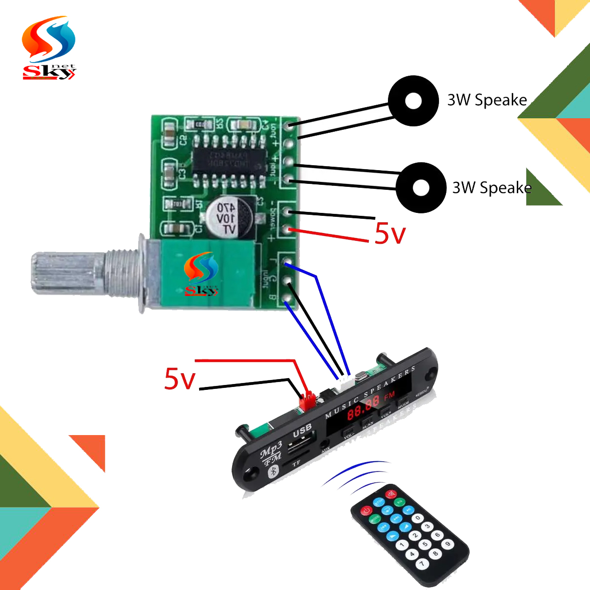 Picture of Car MP3 Decoder Board 5V 12V Bluetooth Car MP3 Amplifiers USB FM TF Radio Audio Module Music Speaker 3.5mm TF Card AUX DIY Remote Control