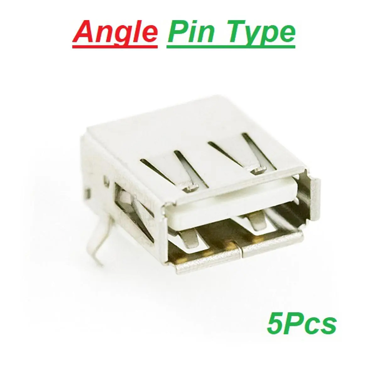 Picture of 5Pcs Female USB 2.0 Angle Or Straight Socket Type-A 4 Pin Female Plug DIP Socket Connector Panel Mount State For Data Cable Charging Socket LED Electronics Projects DIY