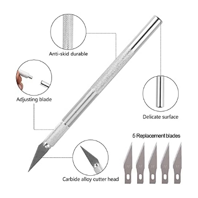 Picture of Metal Scalpel Hobby Cutter: Engraving Crafting Tool (6 Blades) . Precision craft . Cutter With 6 Blades Body . Aluminium Body Precision anti cutter With 6 Blades - Silver .